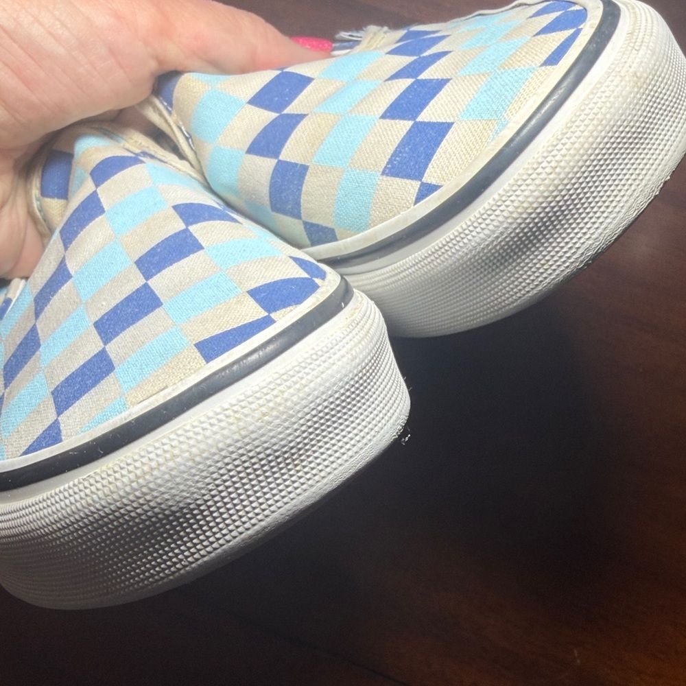 Vans Slip-On Checkerboard Sneakers in Blue and Light Blue — women’s 6/mens 4.5 - Picture 6 of 15